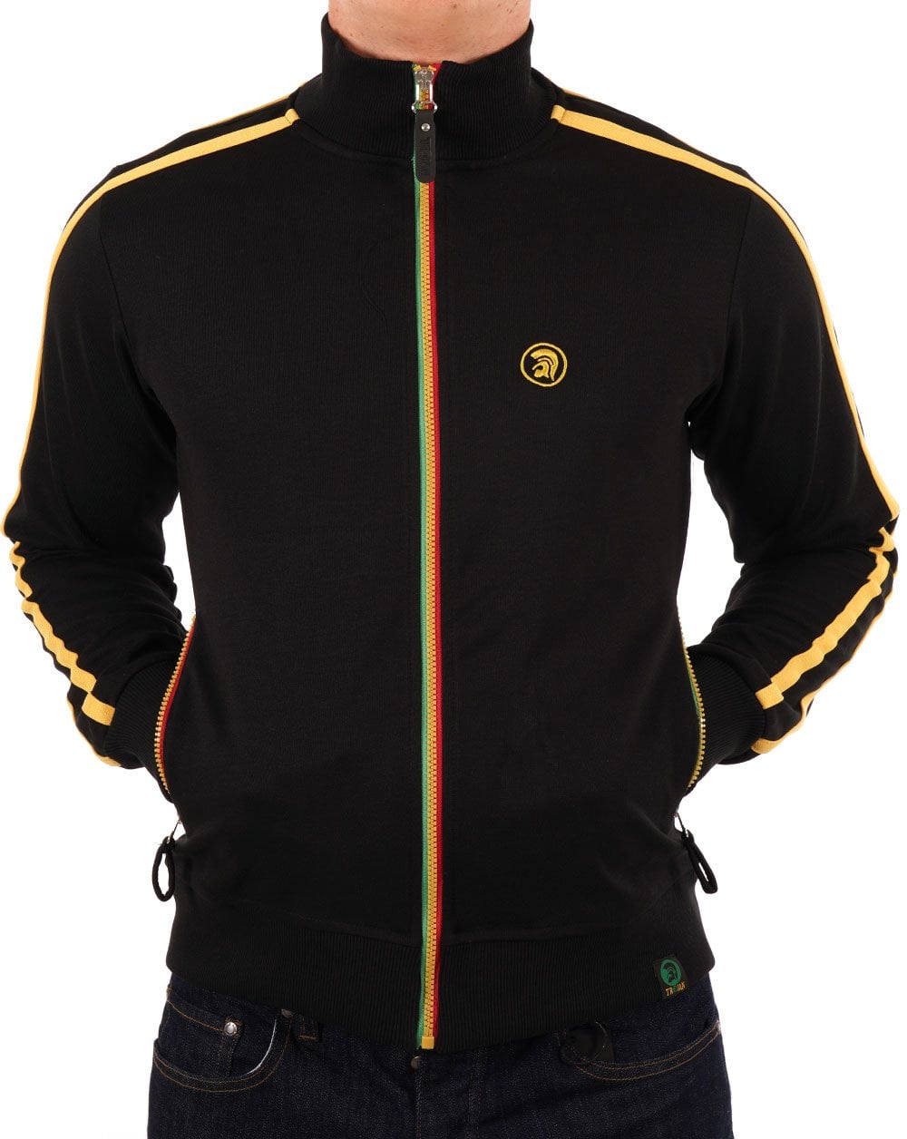 Twin stripe contrast zip track top