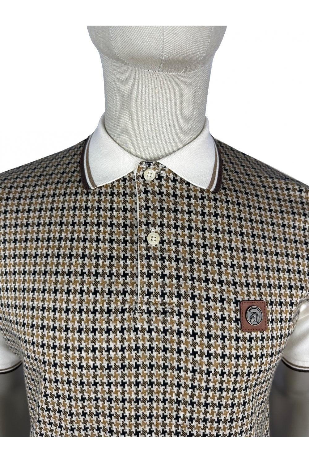 Houndstooth panel polo